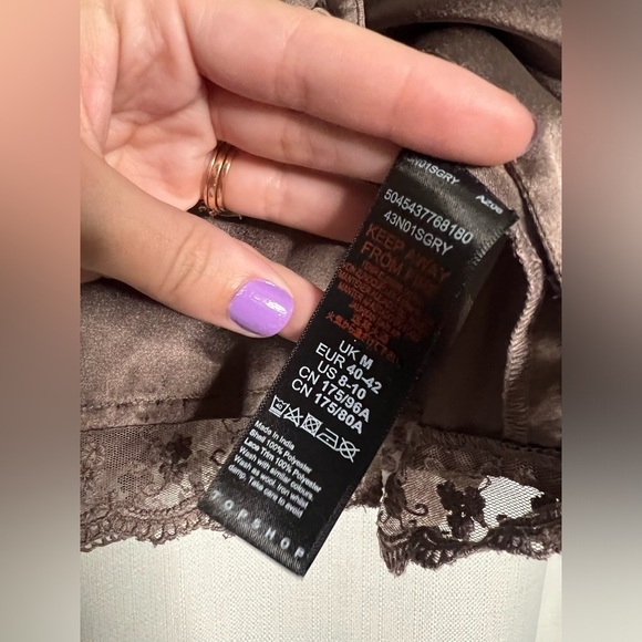 Topshop Purplish Grey Satin Lace Pajama Top Medium - Picture 8 of 8